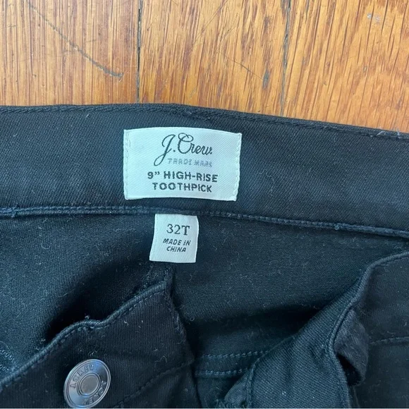 J. Crew 9” High rise toothpick black skinny pants 32T tall EUC - Picture 3 of 4